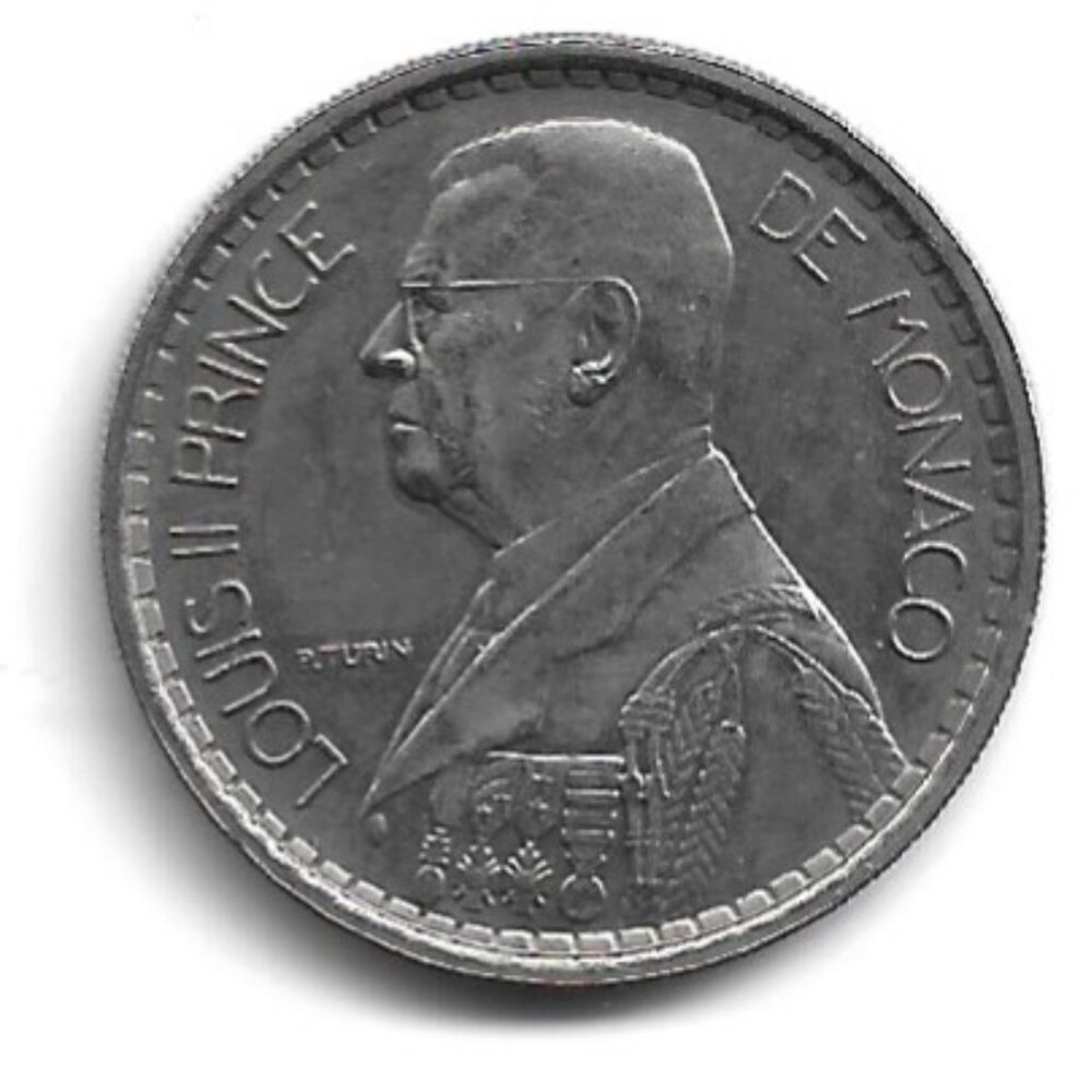 1947 Monaco Louis II 20 Francs Coin (b234)